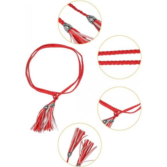 Allegra K Women\'s Tassel Braided Belts Skinny Woven Waist Belts for Skirt Dress main image 5
